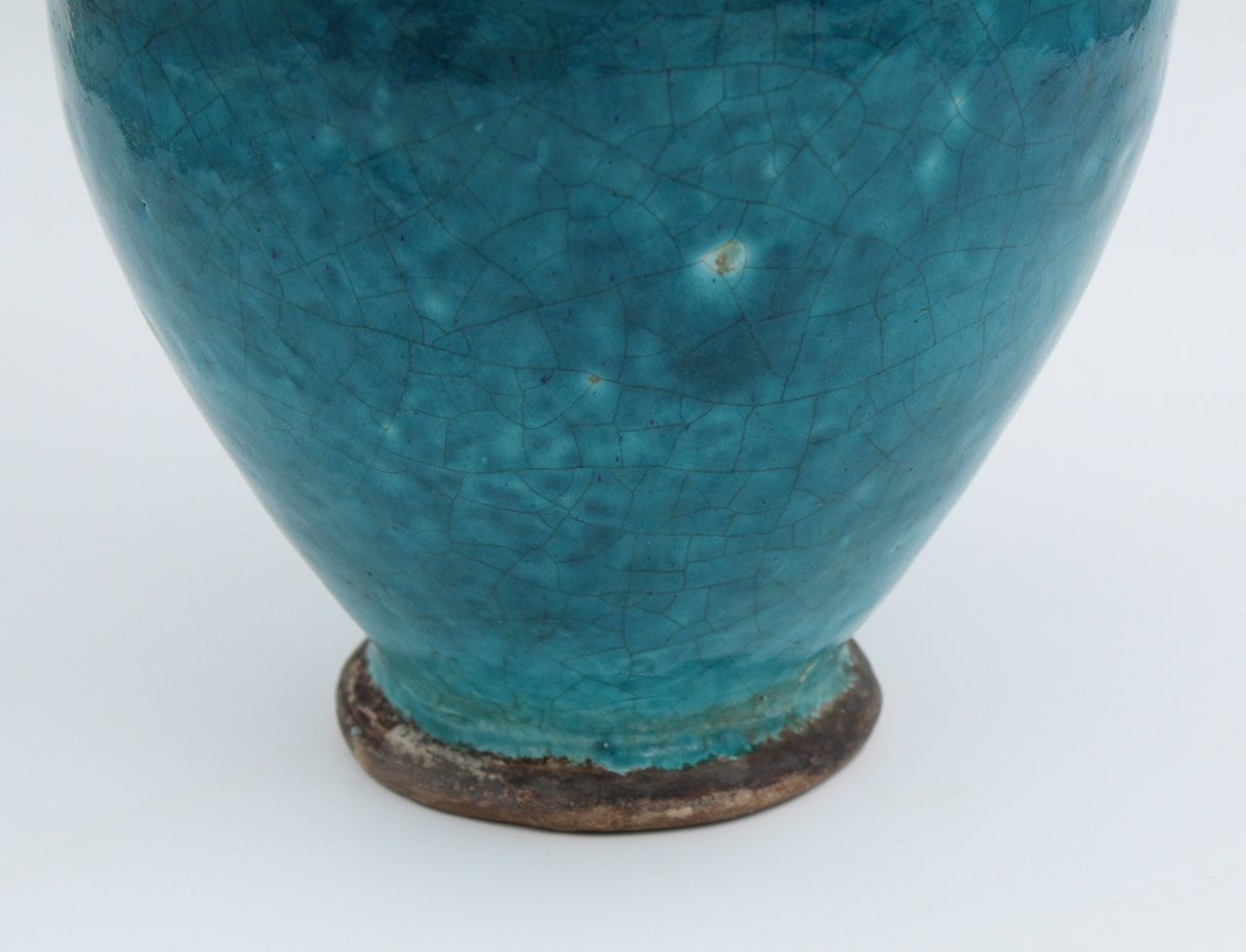 Raoul Lachenal Blue Glazed Ceramic Vase Circa 1930-photo-3