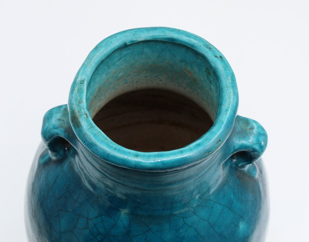 Raoul Lachenal Blue Glazed Ceramic Vase Circa 1930-photo-4
