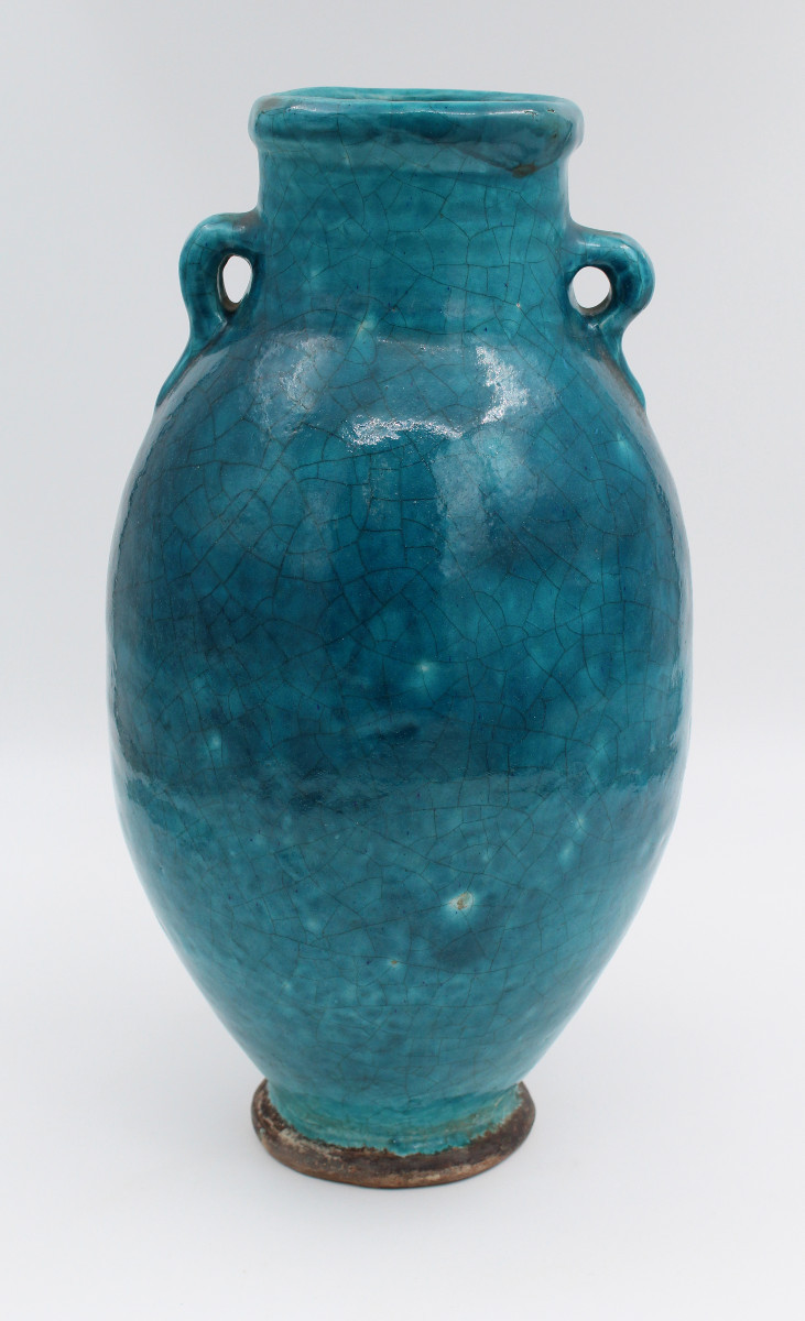Raoul Lachenal Blue Glazed Ceramic Vase Circa 1930