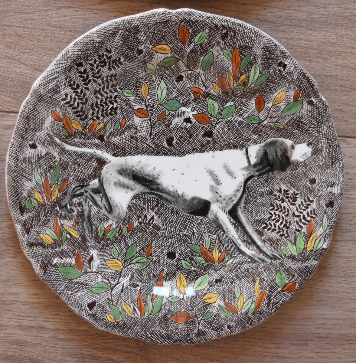 6 assiettes à dessert Gien Rambouillet décor de chasse de Jean Bertholle-photo-4