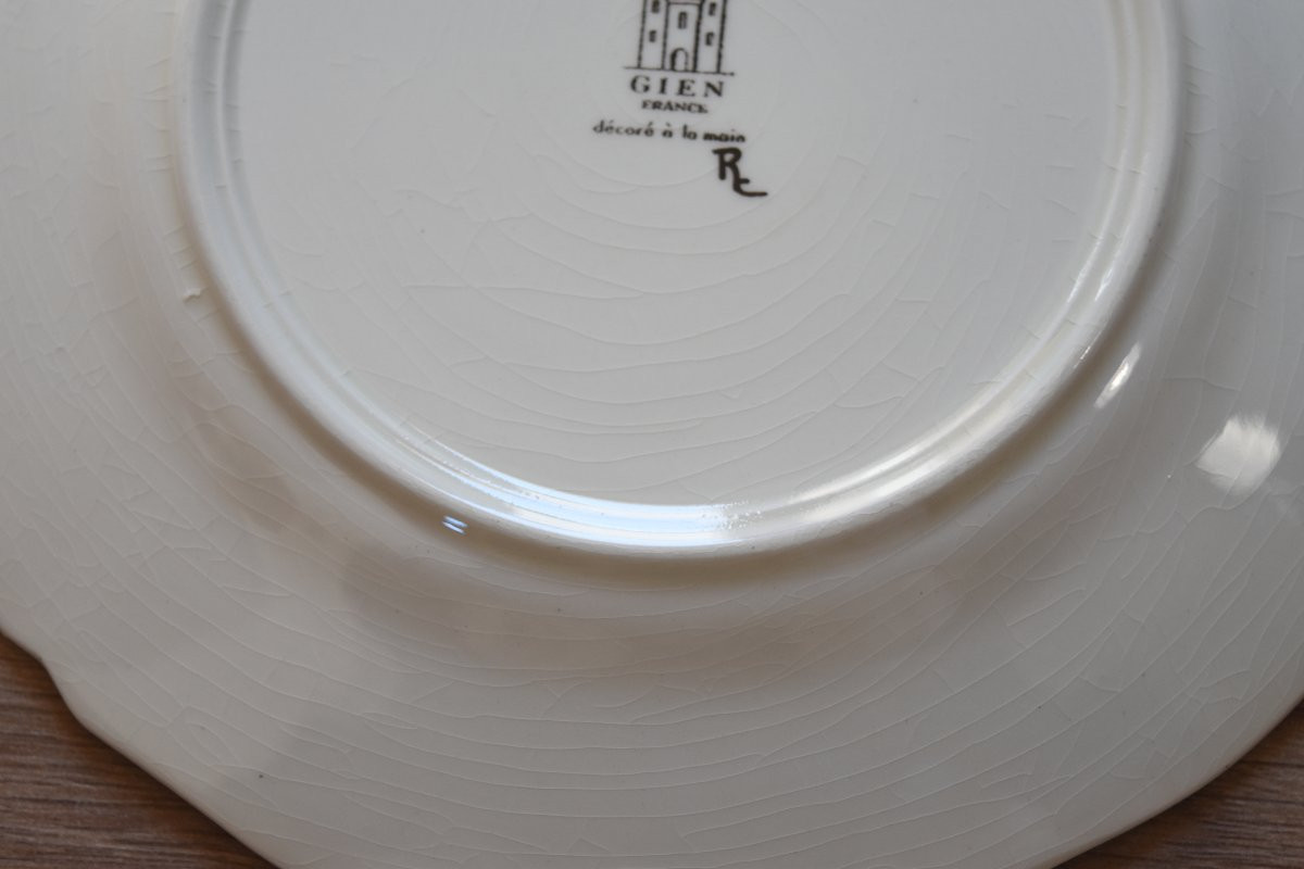 6 assiettes à dessert Gien Rambouillet décor de chasse de Jean Bertholle-photo-7