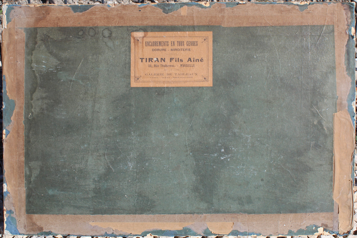 Tableau Aquarelle sur papier vue de paysage animé signé H CHOUPPE 1851-photo-1