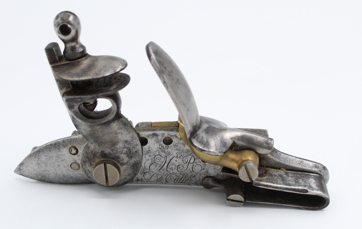 Platine ancienne Manufacture royale de Tulle marquée CH fusil/pistolet à silex