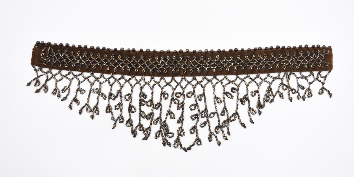 Genuine 1920s Velvet Choker Necklace With Rocailles Pearls From The Roaring Twenties-photo-2