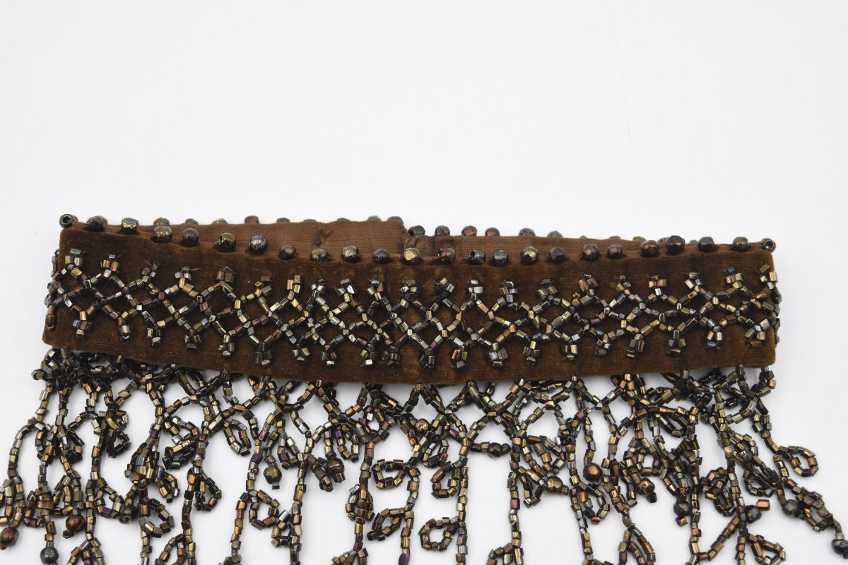 Genuine 1920s Velvet Choker Necklace With Rocailles Pearls From The Roaring Twenties-photo-4