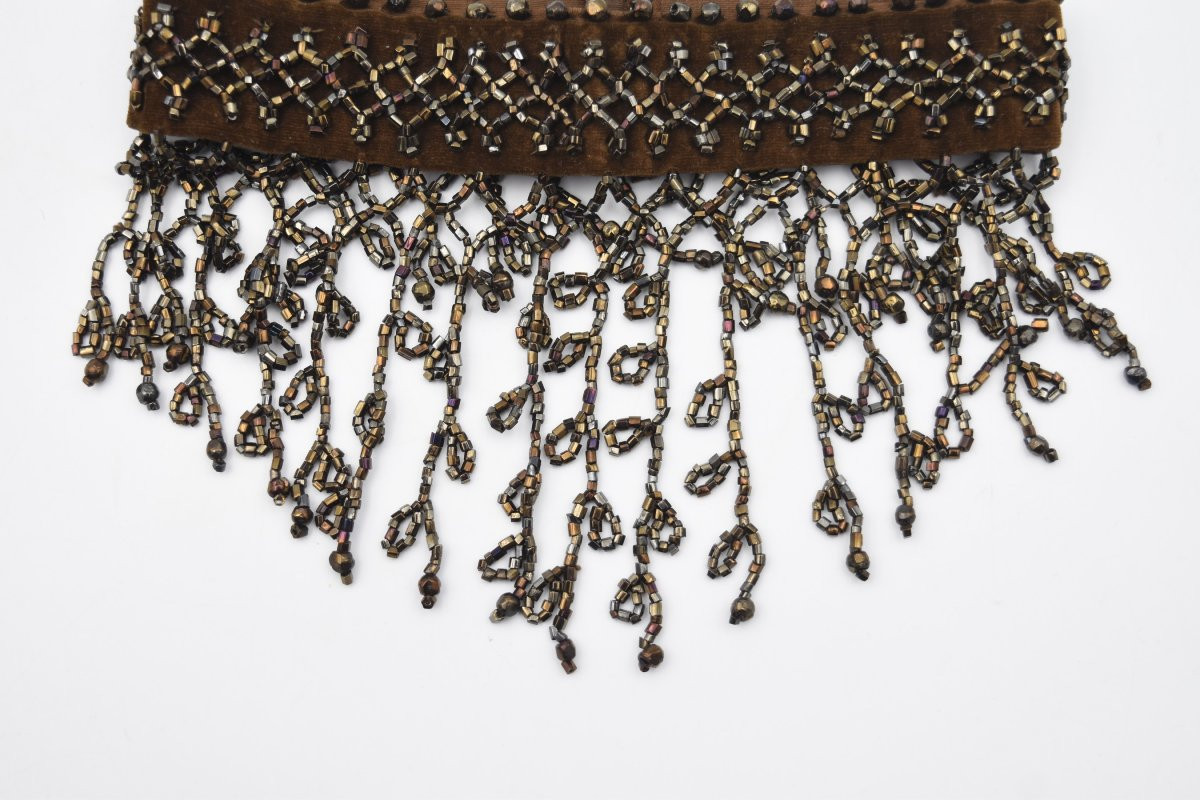 Genuine 1920s Velvet Choker Necklace With Rocailles Pearls From The Roaring Twenties-photo-2