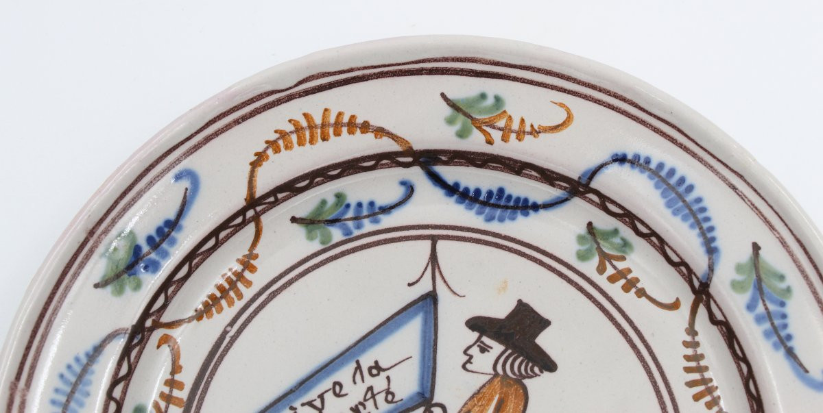 Plate From Roanne With Revolutionary Decor 18th Century Nicolas Factory-photo-3