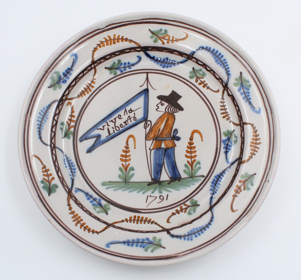 Plate From Roanne With Revolutionary Decor 18th Century Nicolas Factory