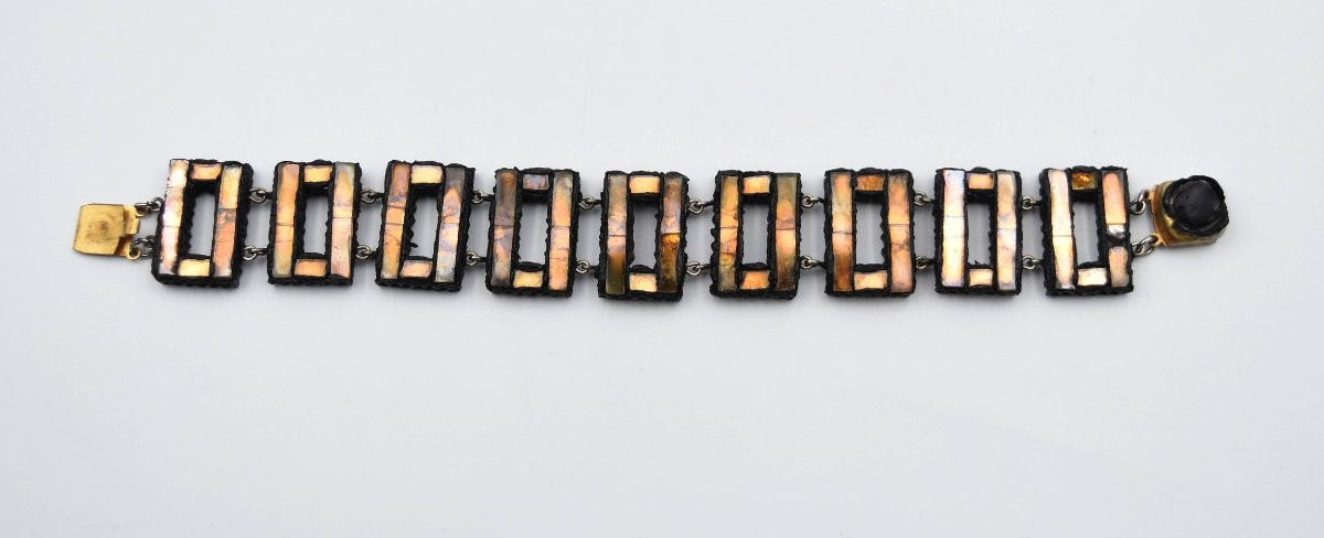 Bracelet vintage en talosel et miroir de Line Vautrin-photo-2
