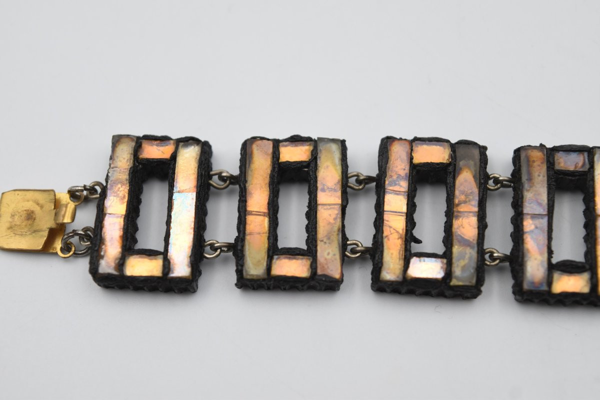 Bracelet vintage en talosel et miroir de Line Vautrin-photo-3