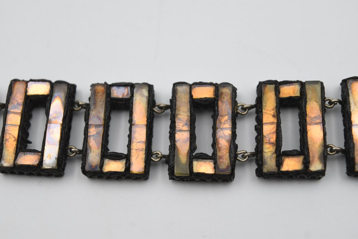 Bracelet vintage en talosel et miroir de Line Vautrin-photo-4