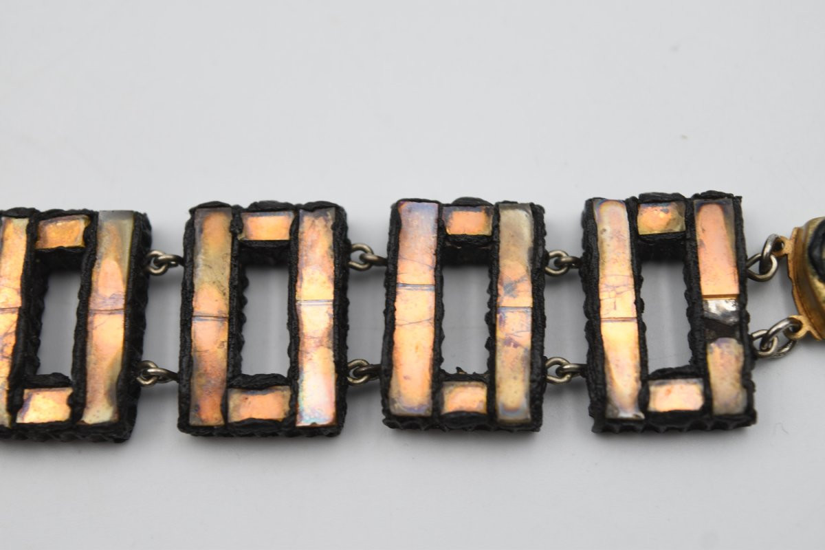 Bracelet vintage en talosel et miroir de Line Vautrin-photo-5