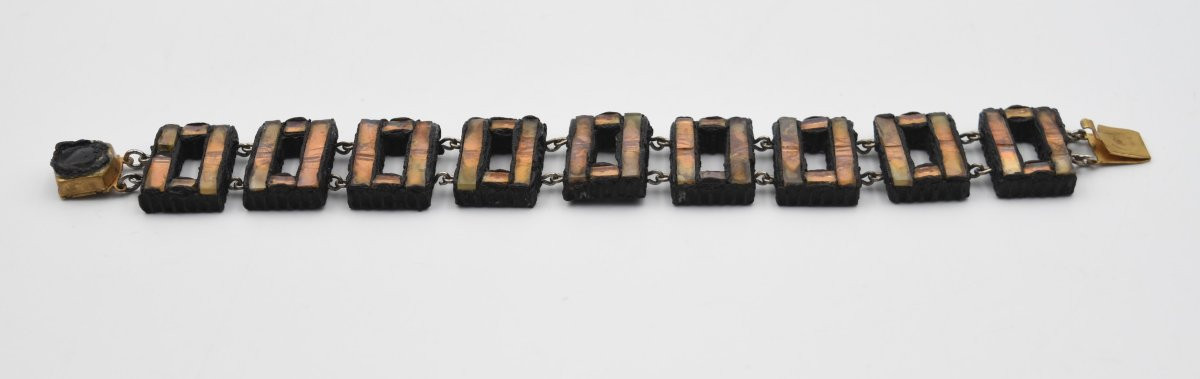 Bracelet vintage en talosel et miroir de Line Vautrin-photo-6