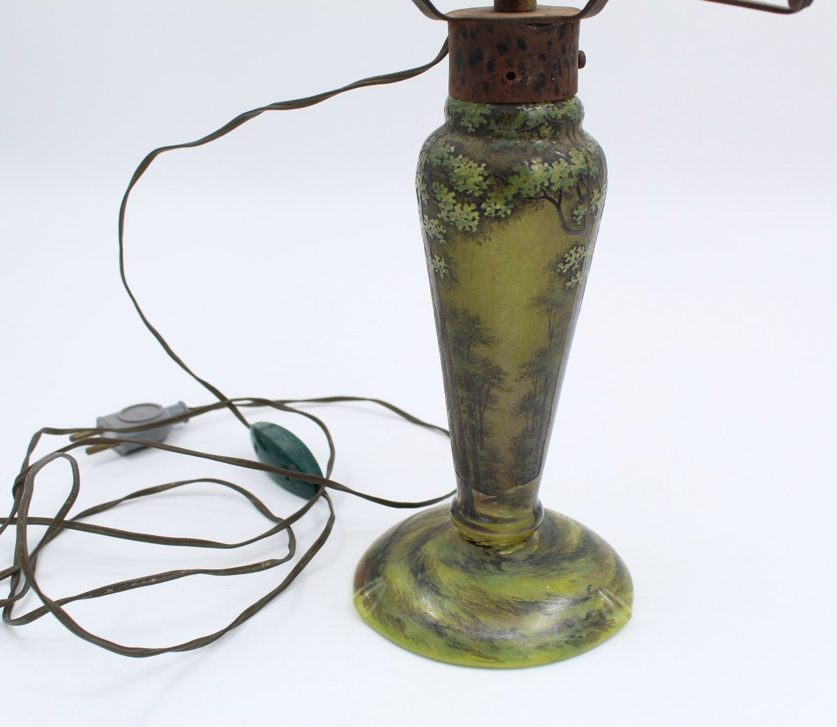 Acid-etched Multi-layer Glass Lamp Base Signed Daum Nancy-photo-4