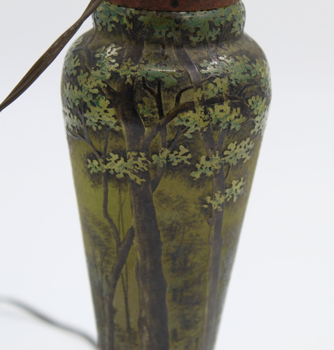 Acid-etched Multi-layer Glass Lamp Base Signed Daum Nancy-photo-1