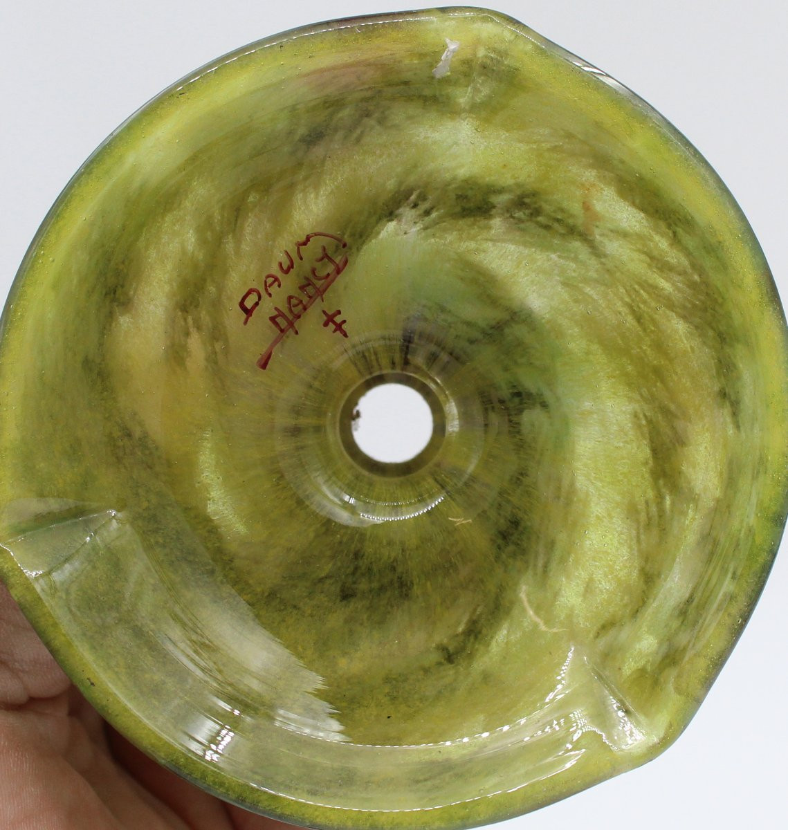 Acid-etched Multi-layer Glass Lamp Base Signed Daum Nancy-photo-5