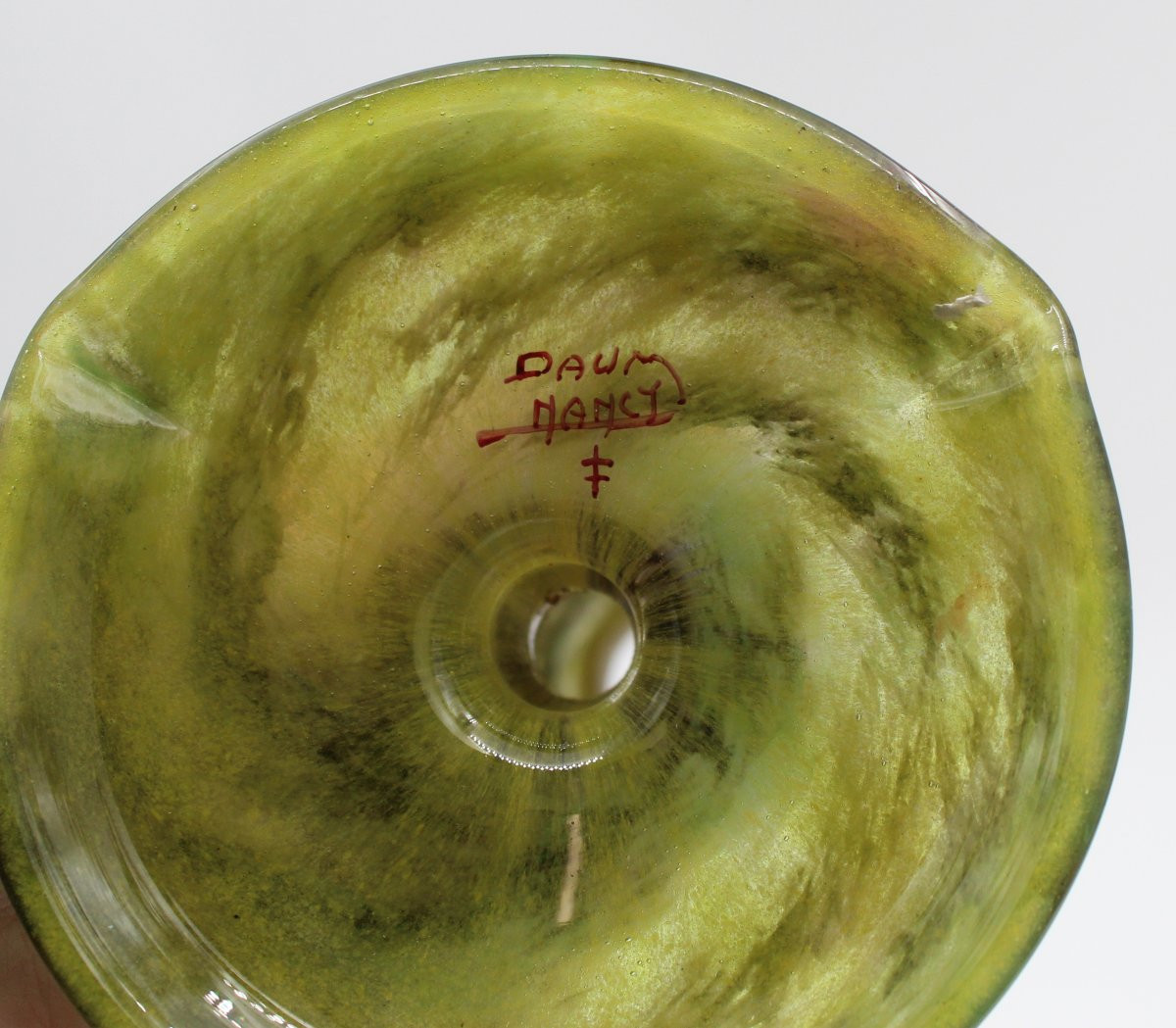 Acid-etched Multi-layer Glass Lamp Base Signed Daum Nancy-photo-6