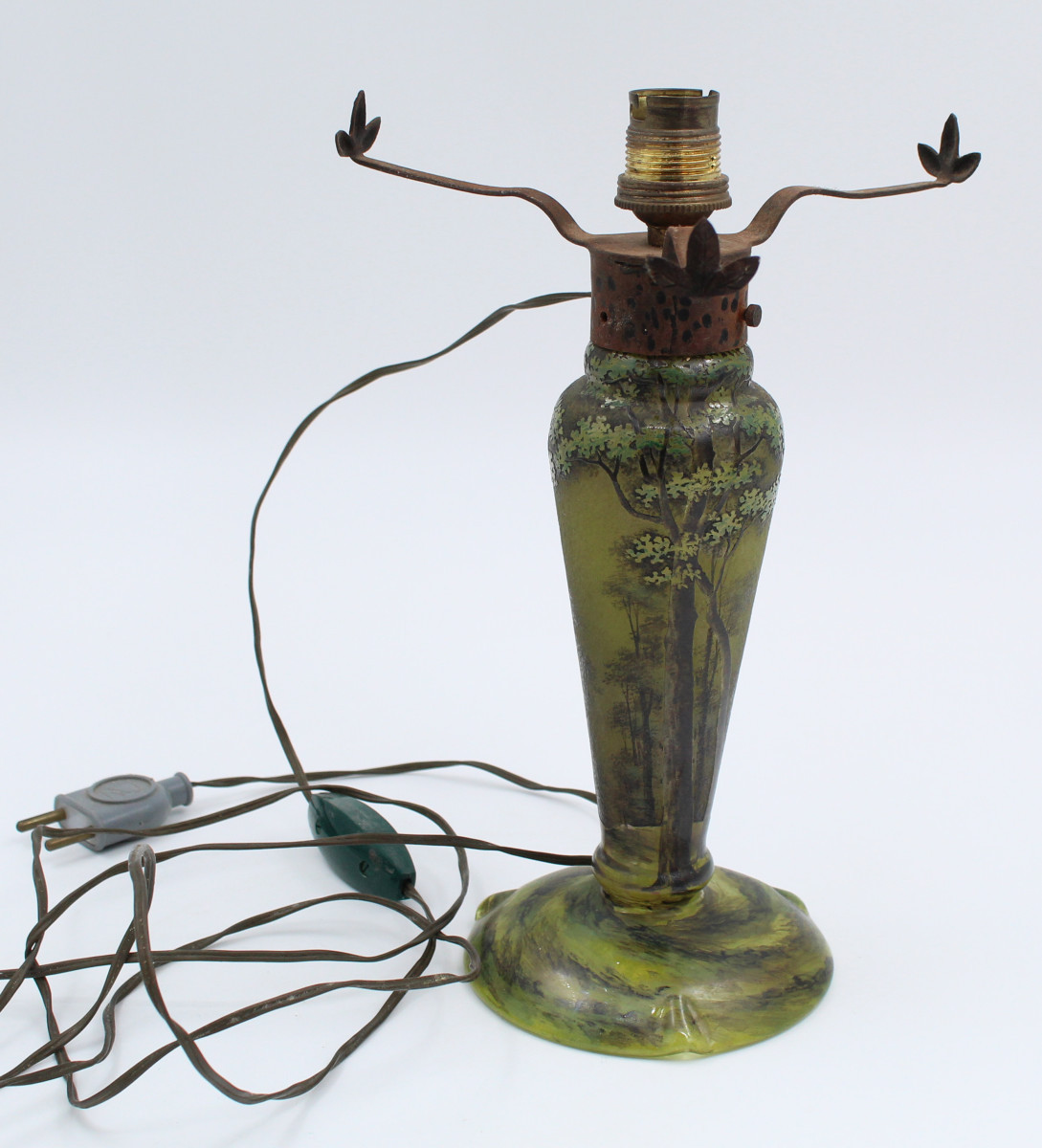 Acid-etched Multi-layer Glass Lamp Base Signed Daum Nancy