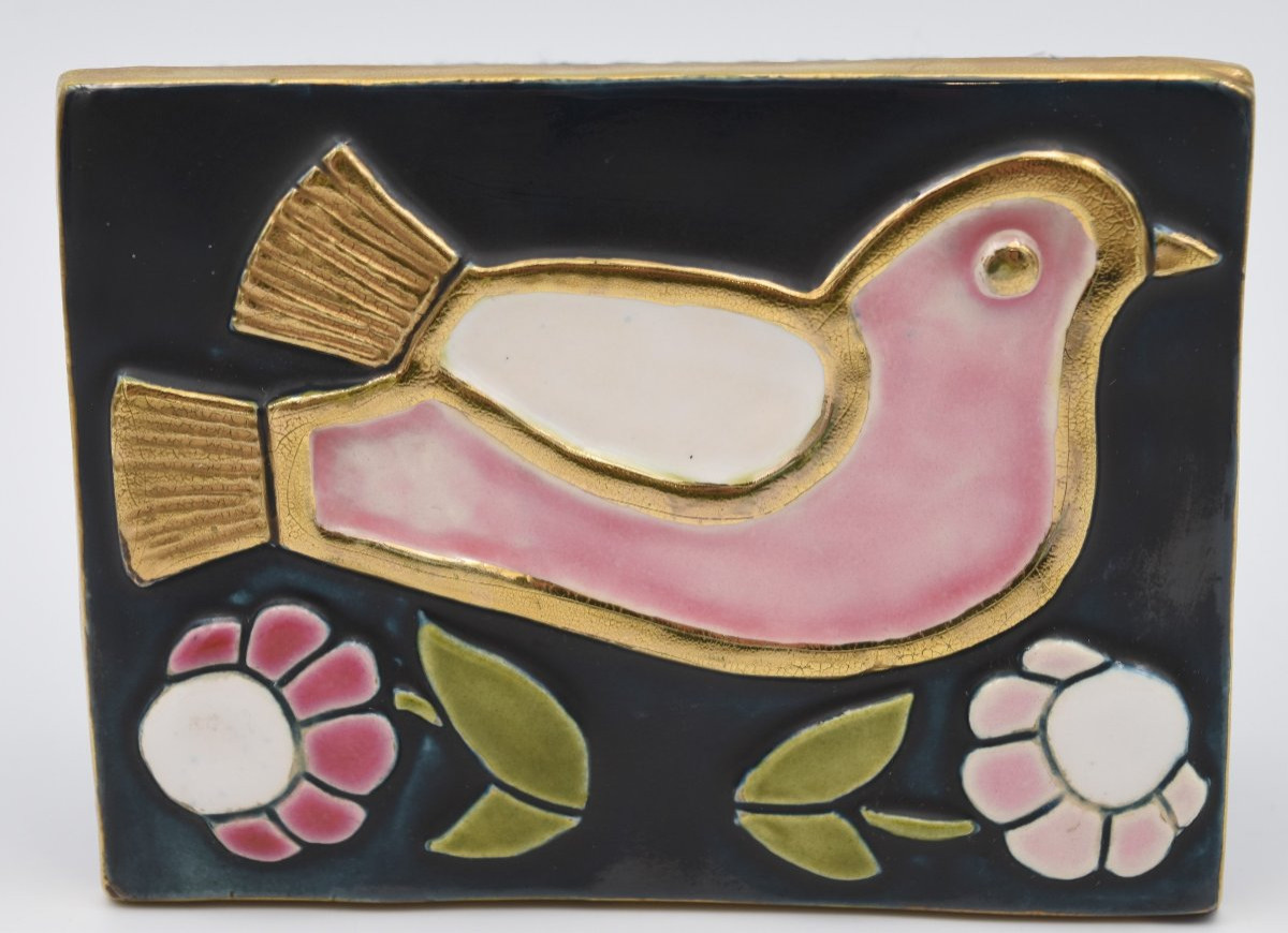 Mithé Espelt Box With Bird Design-photo-3