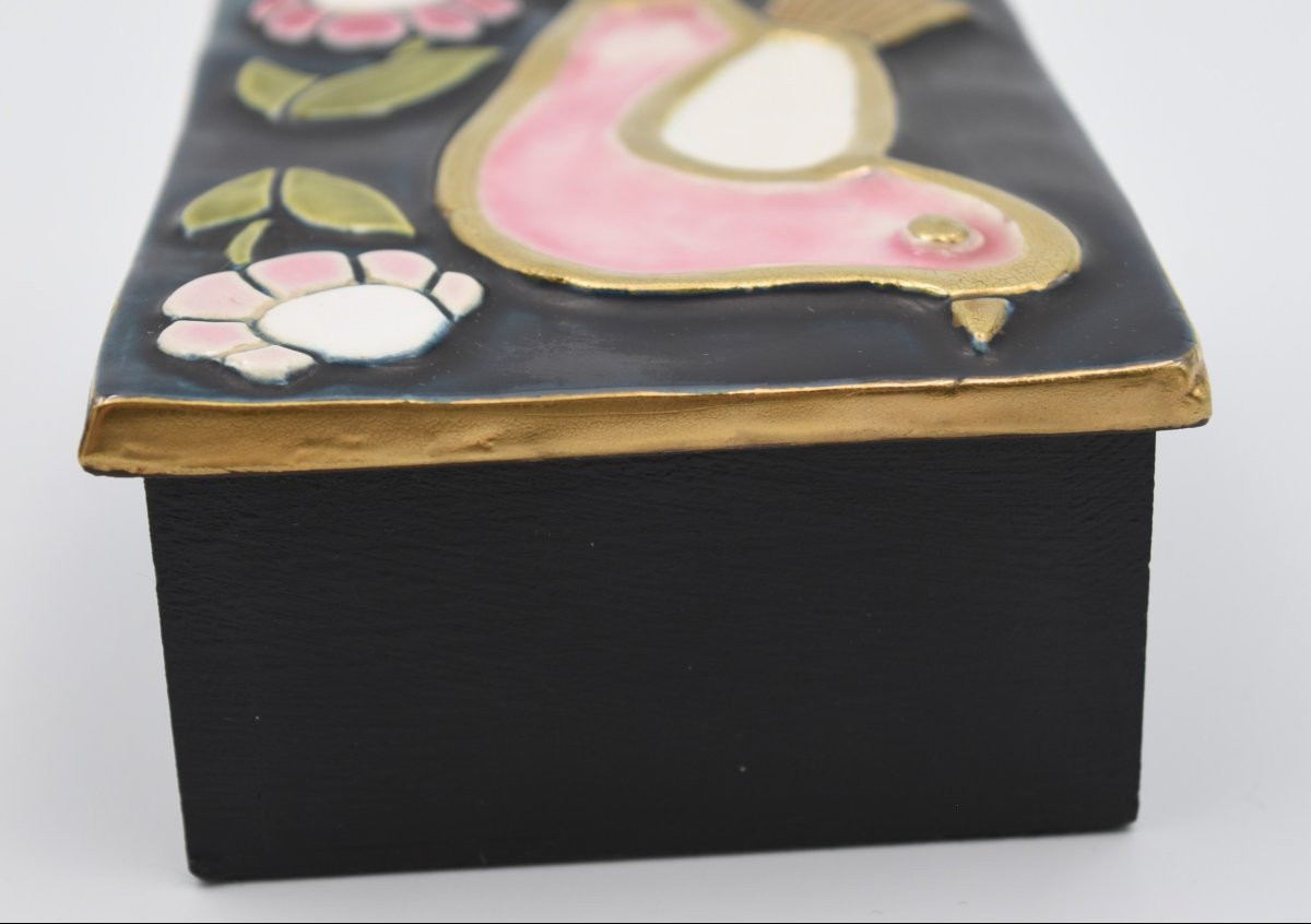 Mithé Espelt Box With Bird Design-photo-2