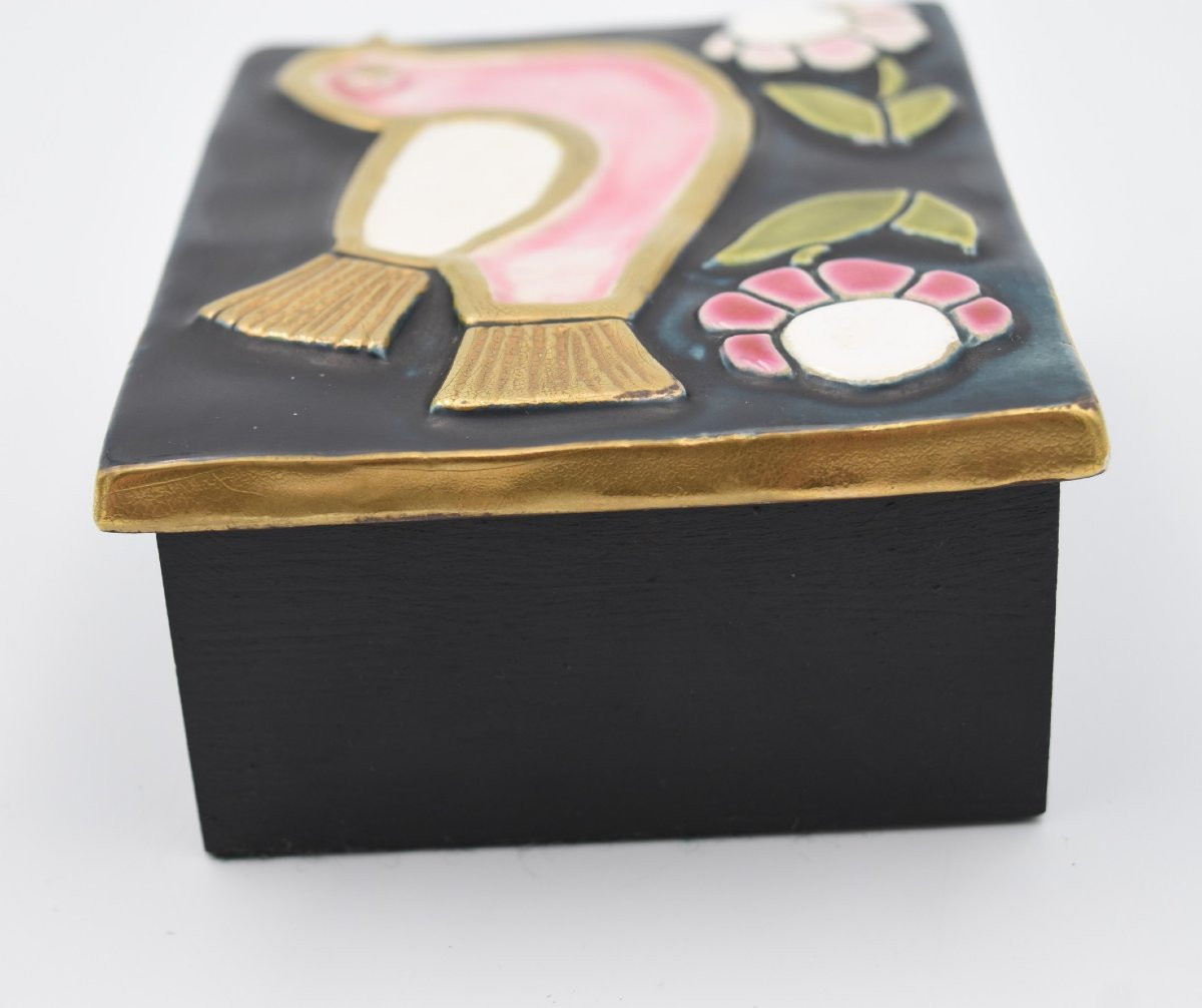Mithé Espelt Box With Bird Design-photo-4