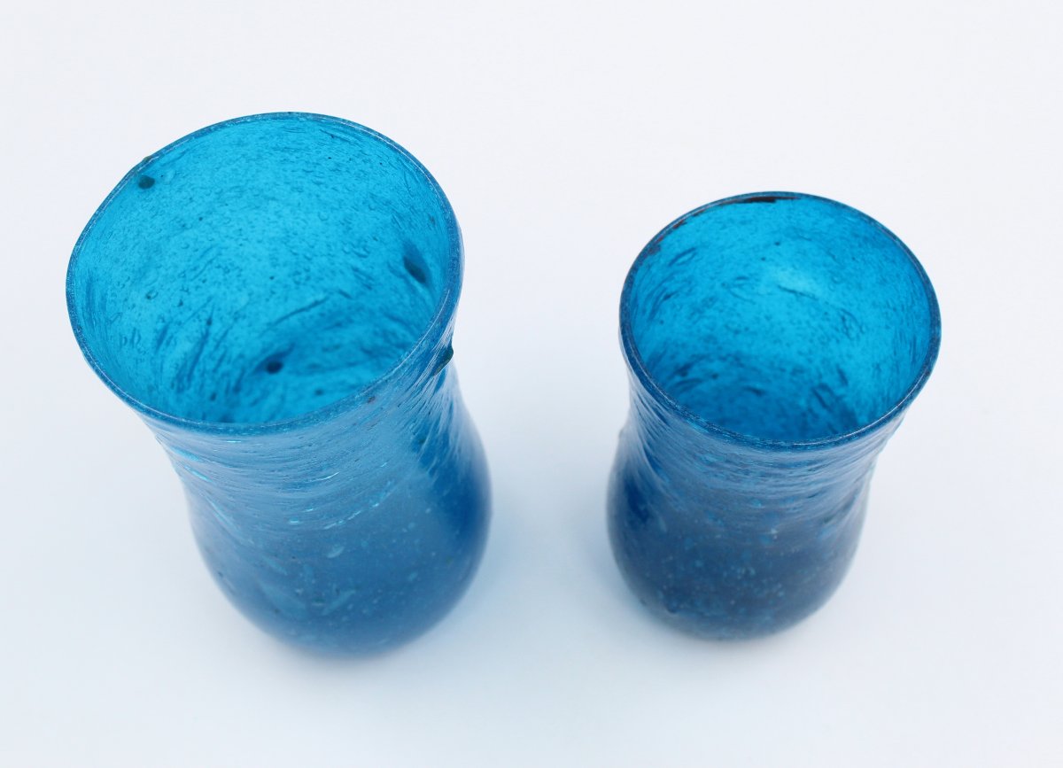 2 Gobelets vintage en verre Murano Pulegoso circa 1930/1940 ITALIE-photo-2