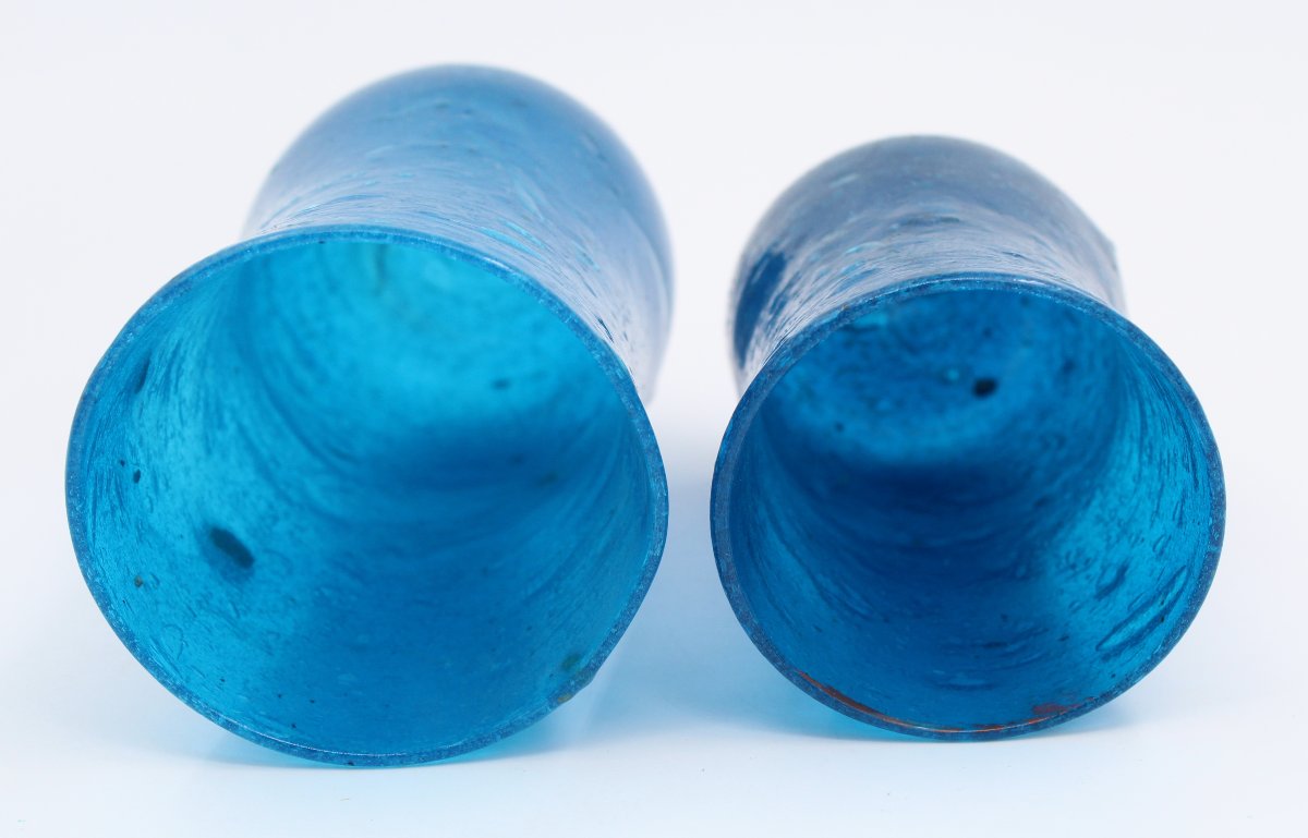 2 Gobelets vintage en verre Murano Pulegoso circa 1930/1940 ITALIE-photo-3