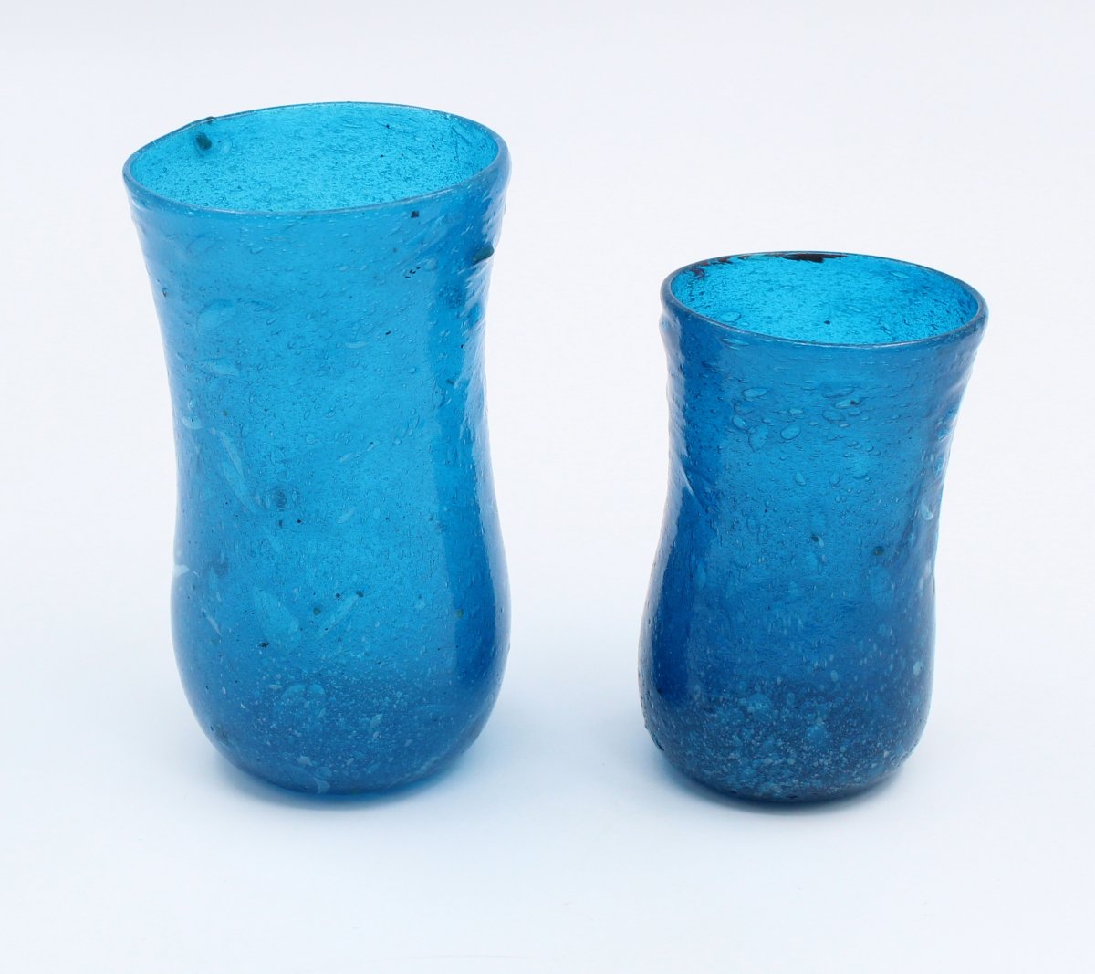 2 Gobelets vintage en verre Murano Pulegoso circa 1930/1940 ITALIE
