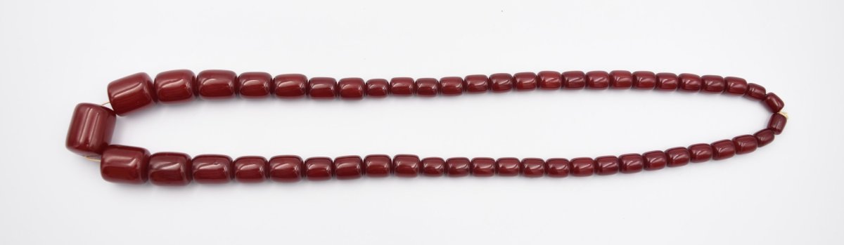 Ancien collier en bakelite rouge red cherry amber futuran-photo-2