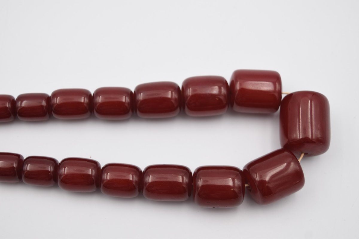Ancien collier en bakelite rouge red cherry amber futuran-photo-3
