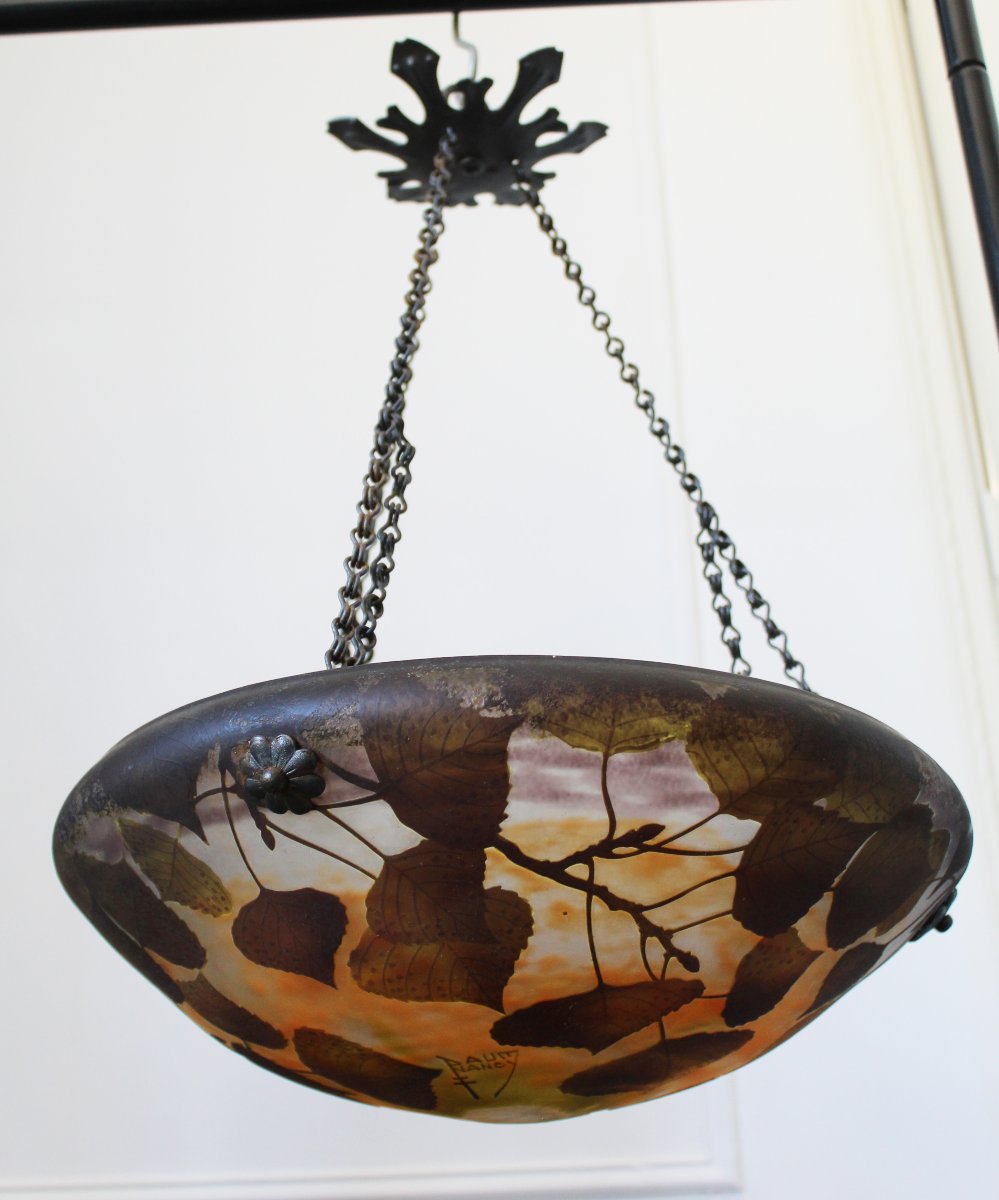 Art Nouveau Ceiling Chandelier By Daum Nancy-photo-4