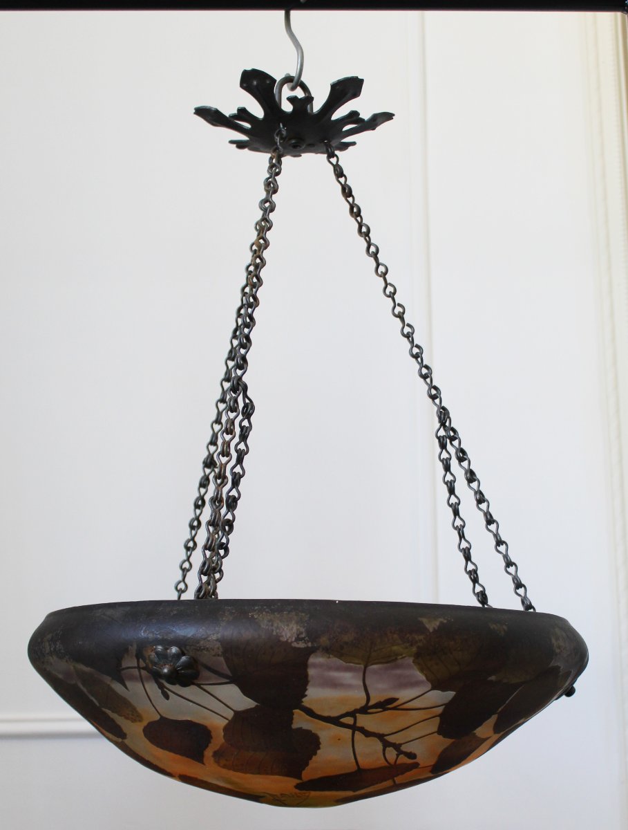 Art Nouveau Ceiling Chandelier By Daum Nancy-photo-6