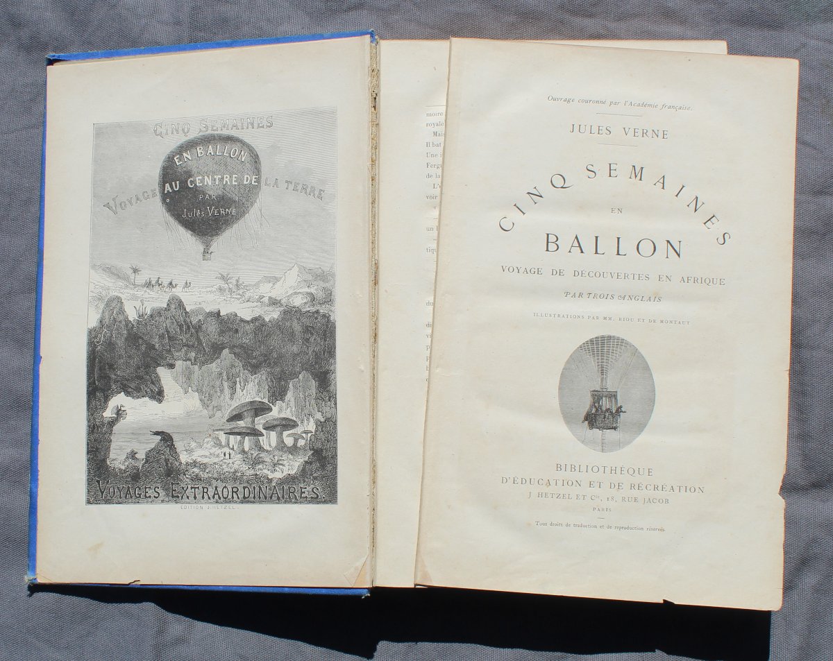 Cinq semaines en ballon – Voyage au centre de la terre Jules Verne HETZEL-photo-1