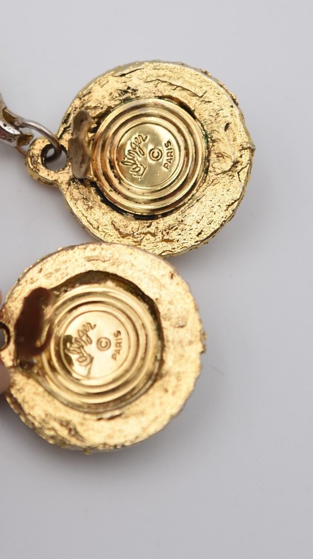 Paire de grandes boucles d'oreilles à clips signées Kalinger-photo-3