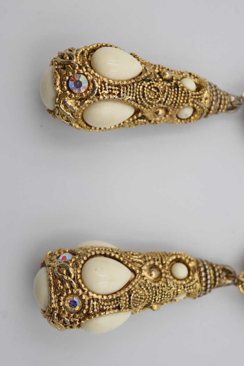 Paire de grandes boucles d'oreilles à clips signées Kalinger-photo-2