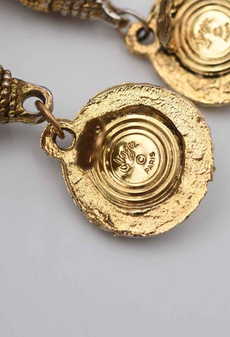 Paire de grandes boucles d'oreilles à clips signées Kalinger-photo-4