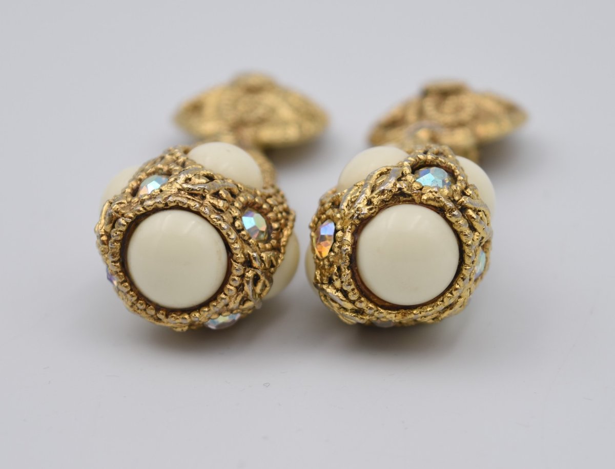 Paire de grandes boucles d'oreilles à clips signées Kalinger-photo-6