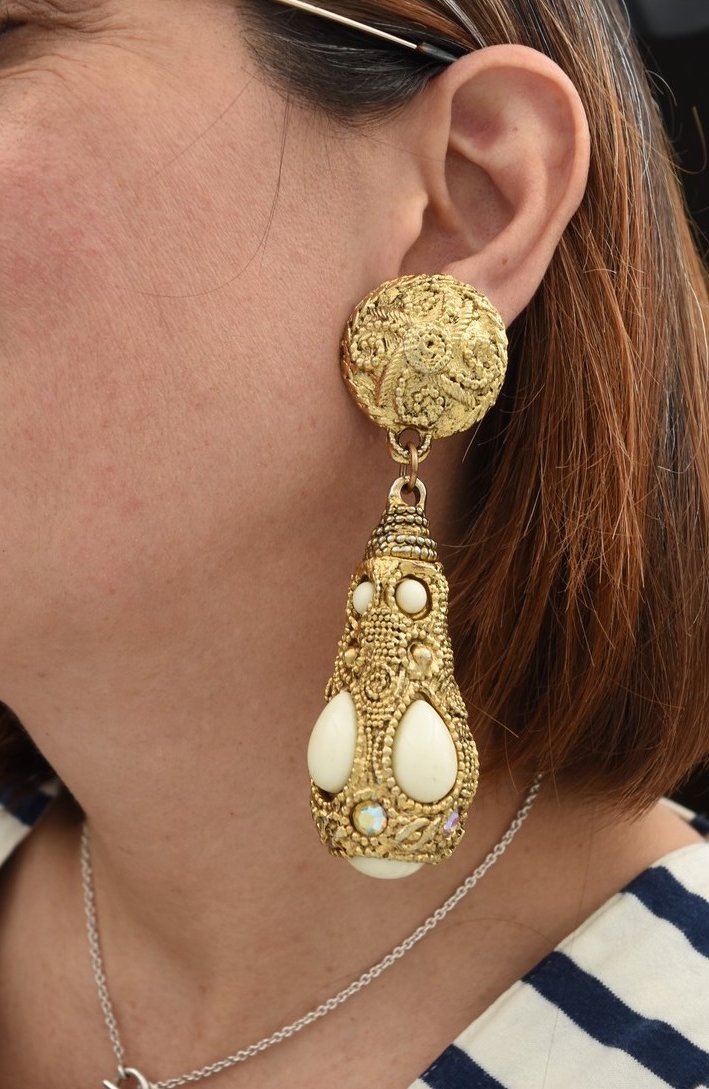Paire de grandes boucles d'oreilles à clips signées Kalinger-photo-8