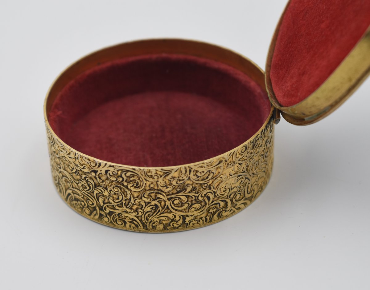 Ancienne petite boite à bijoux émaux bressans et bronze ou laiton doré-photo-6