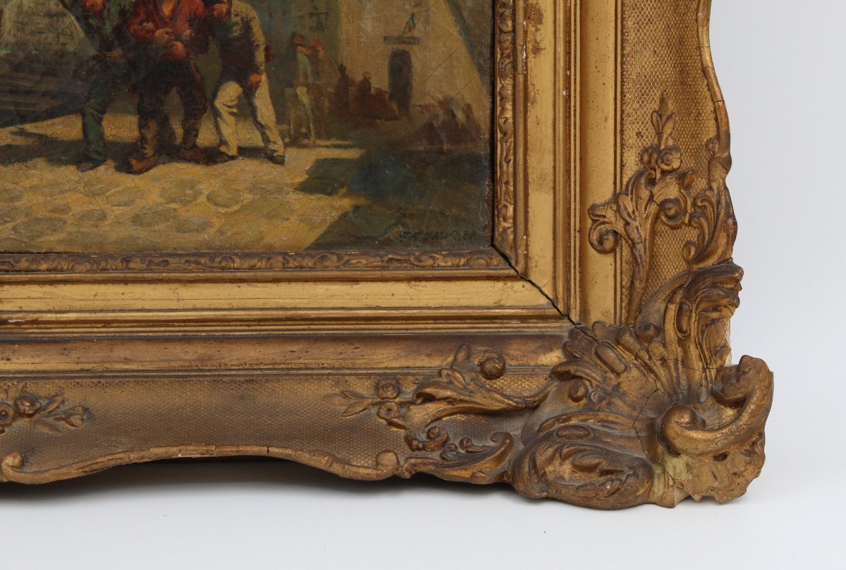 Antique Hst Painting Signed -photo-1