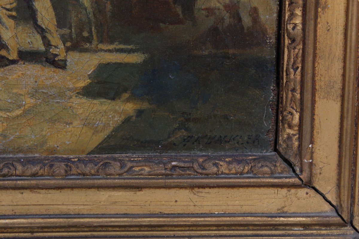 Antique Hst Painting Signed -photo-3