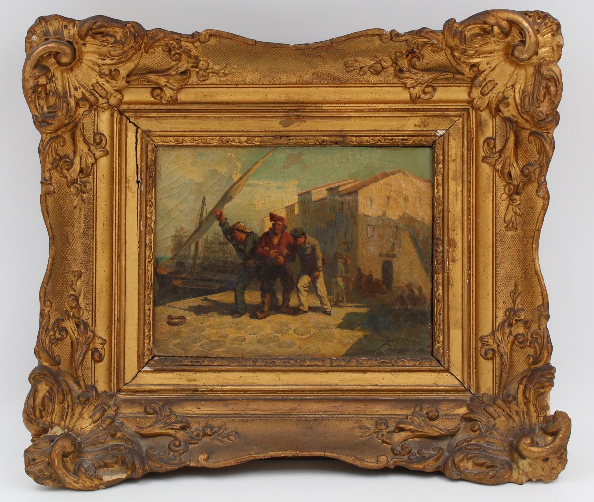Antique Hst Painting Signed 