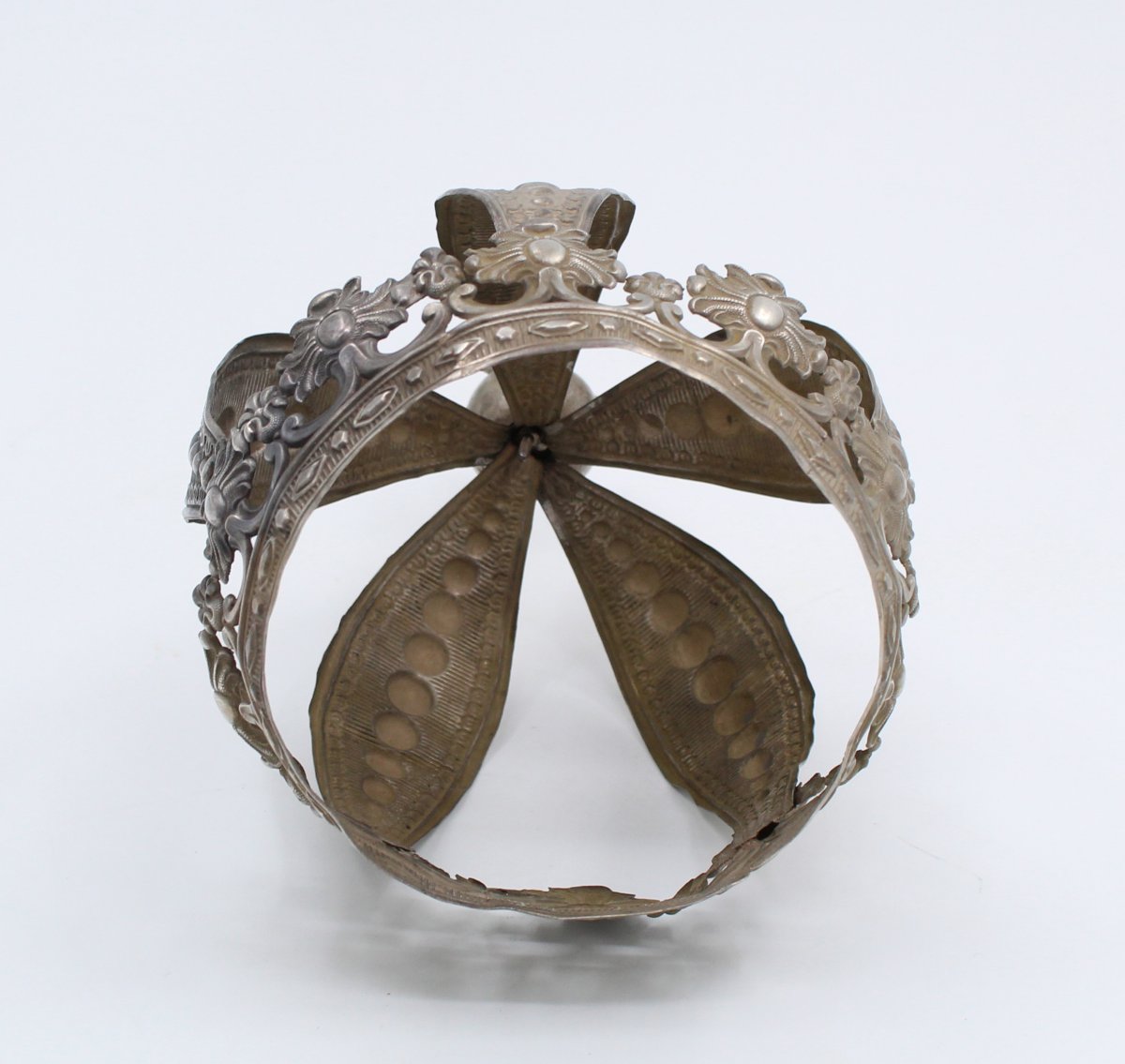 ANCIENNE COURONNE DE STATUE EN ARGENT-photo-2
