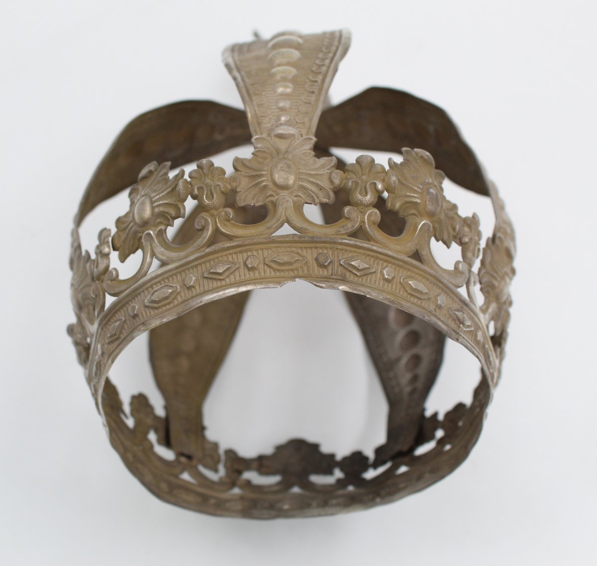 ANCIENNE COURONNE DE STATUE EN ARGENT-photo-1