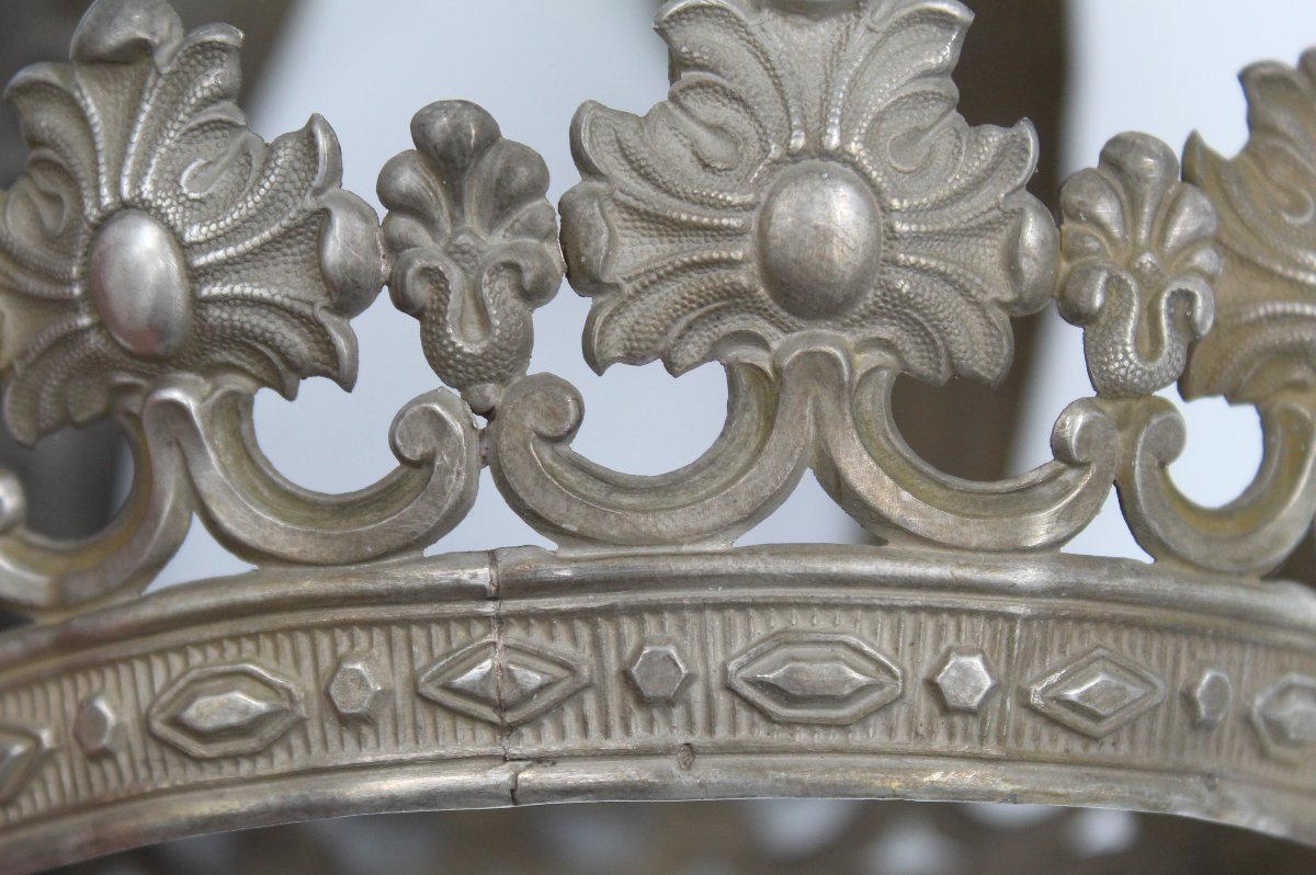 ANCIENNE COURONNE DE STATUE EN ARGENT-photo-2