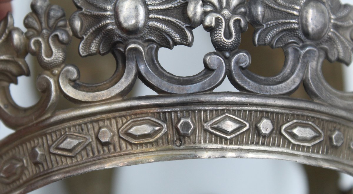 ANCIENNE COURONNE DE STATUE EN ARGENT-photo-3