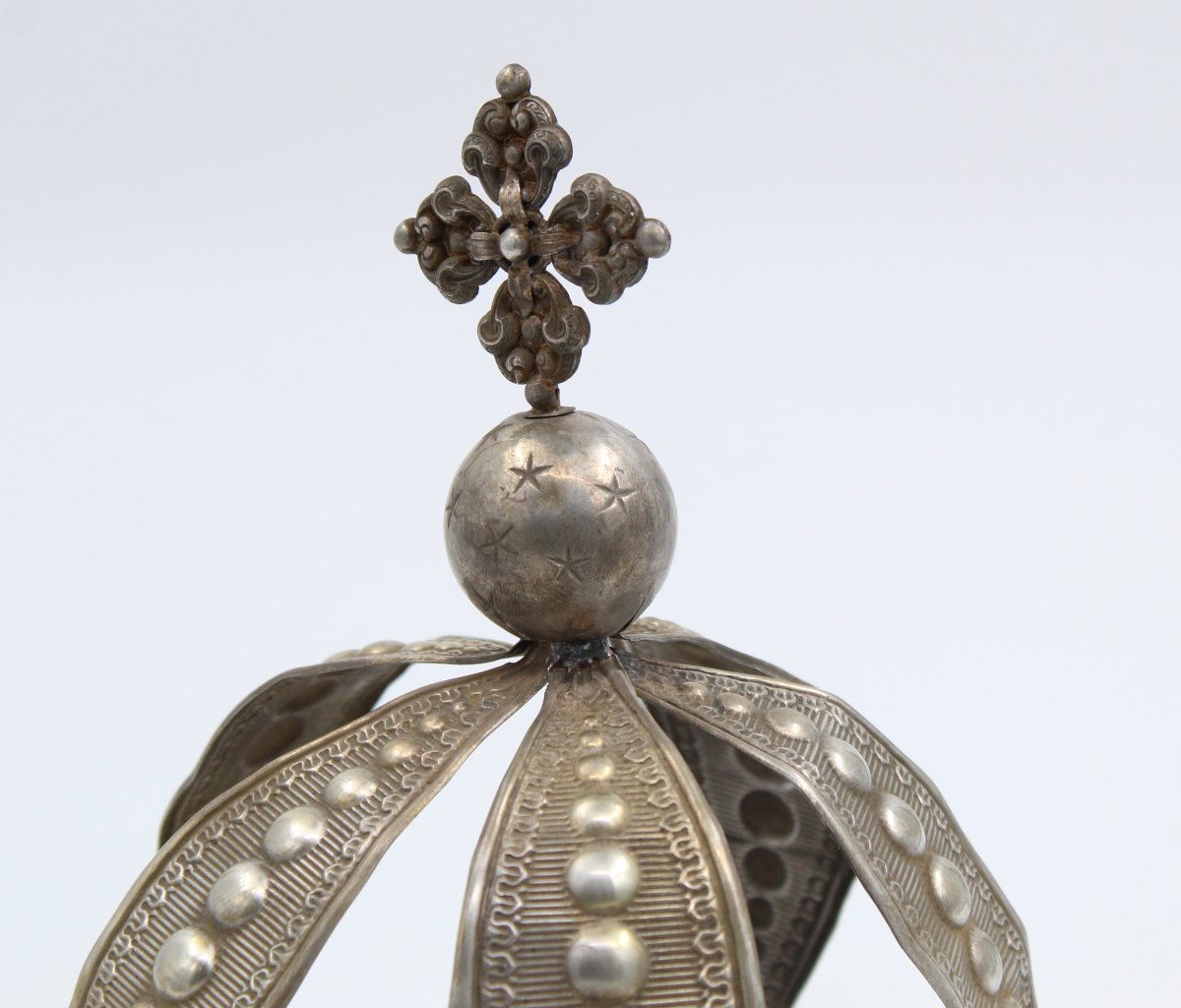 ANCIENNE COURONNE DE STATUE EN ARGENT-photo-4
