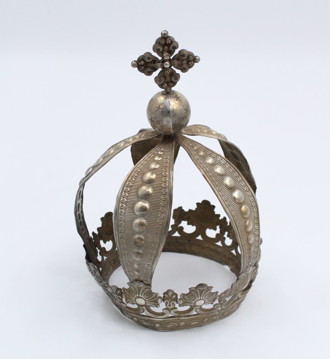 ANCIENNE COURONNE DE STATUE EN ARGENT