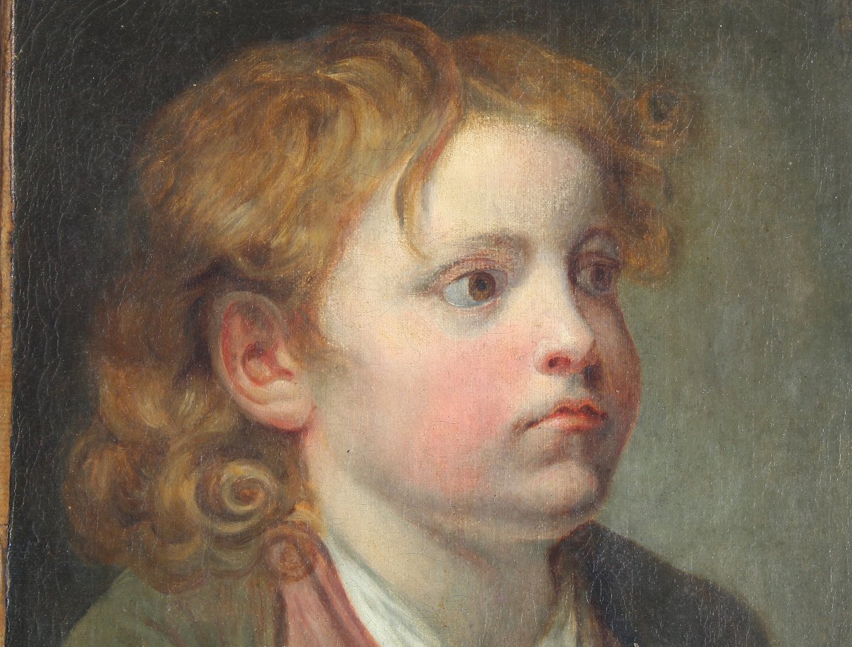HUILE SUR TOILE Portrait d’enfant d' après Jean-Baptiste Greuze-photo-3