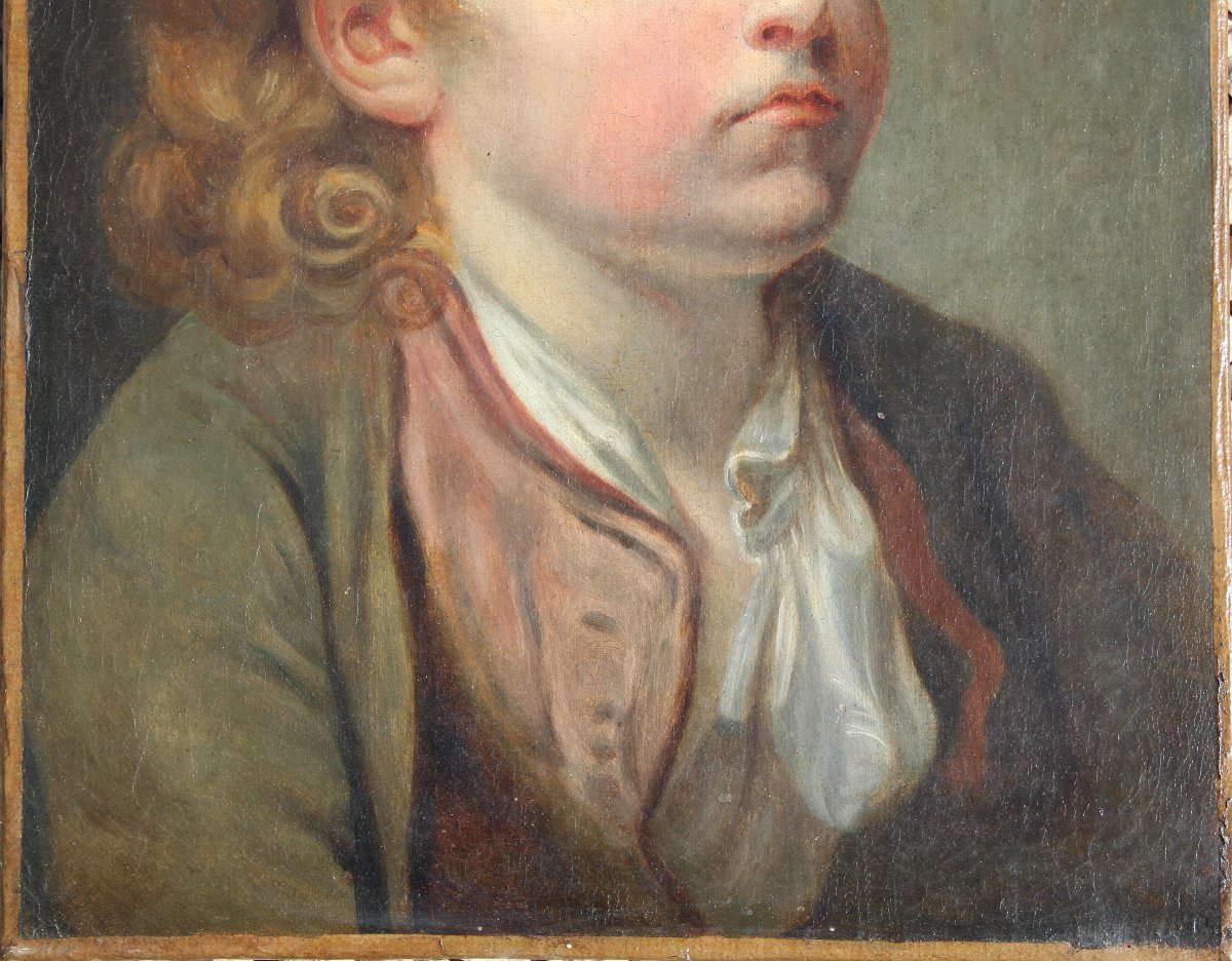 HUILE SUR TOILE Portrait d’enfant d' après Jean-Baptiste Greuze-photo-4